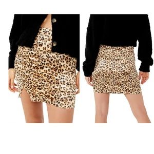 MWOT Free People Avas leopard ruched mini skirt size large